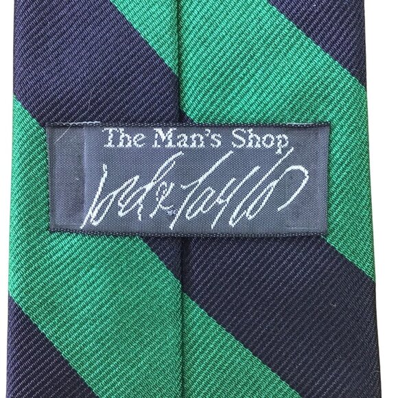 The Mans Shop Lord & TaylorGreen & Navy Silk Striped Tie Silk Classic - Picture 3 of 8